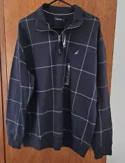NWT Men's 2XL Nautica Quarter Zip Pullover Sweatshirt/Long Sleeve Shirt Navy