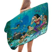The Story Teller Mermaids Underwater World Microfiber Beach Towel
