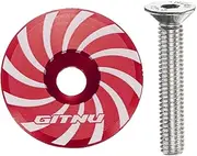 uxcell Headset Top Cap 1-1/4 Aluminum Alloy Cycling Stem Top Cap Cover with Bolt for MTB Road Mountain Bike, Red