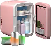 Small Refrigerator for Office 4L, with LED Makeup Mirror, 3-Speed Fill Light, Both Hot and Cold Use, for Car, Office, Home
