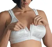 [CARNIVAL] Women's Front Closure Adjustable Strap Posture Back Support Bra, White, 44DD