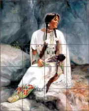 Native Tile Backsplash Detha Watson Figurative Art Ceramic Mural RW-DW004