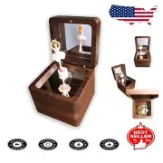 Elegant Walnut Dancer Girl Music Box with 18 Note Sankyo Tune in Classic Design
