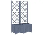 vidaXL Garden Planter with Trellis Dark Grey 80x40x136 cm PP