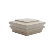 4" Sq. Cape May Halo Low Voltage LED Lighted Vinyl Post Cap - Khaki