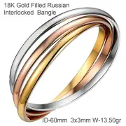Bangle 18k Yellow Rose White Gold Filled Solid Russian Interlocked Bracelet 60mm
