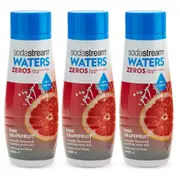3x SodaStream Zeros Pink Grapefruit 440ml/Sparkling Soda Syrup Mix - Low Sugar