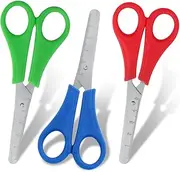 SWKJ 3 Pcs Kids Scissors, Blunt Tip Children Safety Scissors with cm Scale, Plastic Handle Craft Scissors Handmade Scissors for Scrapbooking Art DIY Students Teaching Stationery