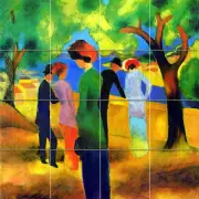 16 Tiles Art Park People August Macke Mural Ceramic Backsplash Bath Tile #2058