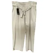 Nasty Gal Women 18 Paperbag Waist Crop Trousers Pants Wide Leg High Waist NWT