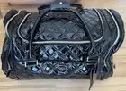 WOW PurseN VIP Duffel Bag/Travel Bag Black Patent Quilted Vegan Leather Wheels