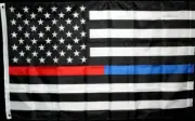 Thin RED & BLUE Line Flag 3x5 Ft - Fire Fighter Firefighter -Police American Law