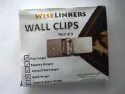 Wise Linkers Wall Clips - Pack of 6 - Rug, Tapestry, Quilt, and Towel Hangers -