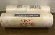 2 rolls Graham & Brown Vinyl Border pattern 98097 roses floral pink cream NOS