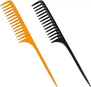 2Packs Wide Tooth Detangling Combs for Curly Hair, Premium Anti-Static Heat Resistant Styling Set with Shower Comb and Teasing Brush for Women and Men
