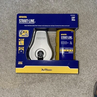 Irwin STRAIT-LINE Chalk Line, Classic Reel with Blue Chalk, 100ft (IWHT48441BC)
