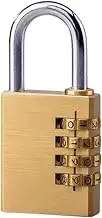 Padlock,1 Pack Combination Lock-Solid Brass Copper Security Padlocks Password Combination Code Lock for Gym Digital Locker Suitcase Drawer Lock Hardware by H Home-AMRT (Gold (Style B))