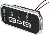 Justivana 12/24V Car Charger PD3.0 Dual USB Socket for Motorcycle Auto Truck ATV Boat RV Bus Power Adapter Outlet