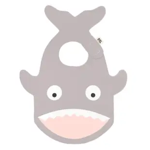 【BabyBites 鯊魚咬一口】鯊魚造型口水巾 圍兜-卡其灰