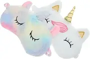 PACKOVE 2Pcs Unicorn Eye Mask Plush Sleeping Eye Cover with Light Blocking for Women Soft Eye Sleep Mask for Travel and Restful Sleep