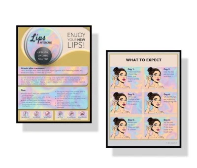 30pcs Lip Tattoo Aftercare Cards Microblading Supplies PMU Kit Consent Forms