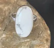 Womens White Howlite Navajo Sterling Silver Ring Size 10.5 11613