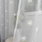 White Romantic Snowflake Embroidery Tulle Curtain Imitation Linen Transparent