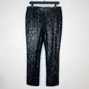 CHICO'S Women's Size 1R/ US 8R Black Juliet Sequin Front Ankle Pants Slimming