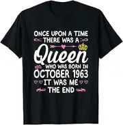 [X.Style] Once Upon a Time There was a Queen. October 1963 Birthday ds1794 T-Shirt (M) Black