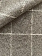 LARSEN "LONGDALE/Taupe" Taupe and Ivory windowpane wool-HD-$285-26.5"w x 26"L