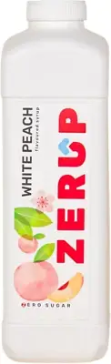 Zerup Zero Sugar White Peach Flavoured Syrup 1L Bottles, Sugar Free Syrup, White