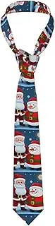 [CADREWY] Santa Claus And Snowman Print Soft Men Necktie Classic Tie For Weddings And Special Occasions Ties Business, Black