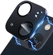 Hsefo Camera Lens Protector for iPhone 13 /iPhone 13 Mini Metal Camera Cover Film, 9H Tempered Glass, Anti-Scratch, Case Friendly - Black