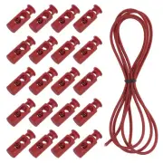 40 Pcs Double Hole Cord Locks with Elastic Cord, Purplish Red