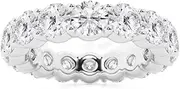[Generic] Customize Jewel 4.0 Ct.tw Round Cut Lab Grown Diamond Shared Prong Eternity Wedding Band In Platinum 950,DEF-VVS/VS, Medium, Diamond Platinum Gemstone, Created Diamond