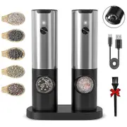 Rechargeable Electric Salt And Grinder Set With Charging Base