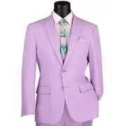 LUCCI Men's Lavender 2-Button Slim-Fit Poplin Polyester Suit, 34S-52L - NEW