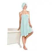 Womens Wrap Towel Spa Wraps with Hair Towel, Women Bath Towel Tube Lake Blue