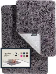 Bathroom Rugs Set 2 Piece Plush Bath Mat Set Quick-Dry Soft Chenille Rubber Back