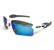 Oakley Sunglasses FLAK 2.0 OO9188-9459 White Gray Wrap w/ Prizm Sapphire Lenses