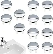 12 Pack Bathroom Basin Sink Round Tidy Trim Chrome Round Overflow Cover Rings Hole Replacement Ceramic Pots for Home, Sink, Bathroom, Kitchen (Single Layer)