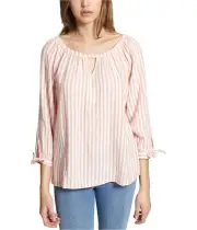 Sanctuary Clothing Womens Summer Escape Peasant Blouse, Pink, X-Small