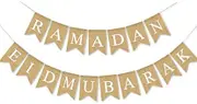 Burlap Ramadan Eid Mubarak Banner Supplies Muslim Fireplace Mantel Decoration