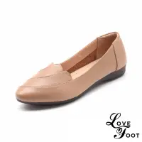 在飛比找momo購物網優惠-【LOVE FOOT 樂芙】真皮平底鞋 尖頭平底鞋/真皮流線