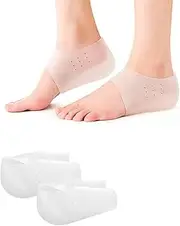 [Generic] Invisible Height Increase Concealed Footbed Enhancers Soft Silicone Heel Insoles Wearable Heel Cushion Lift Inserts，Half Heel Socks Heel Protector Breathable Suitable for Men Women (White, One size)