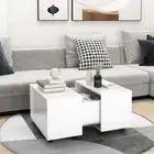 Wooden Coffee Table High Gloss White Side Sofa Lounge Rectangle Wood Wheels