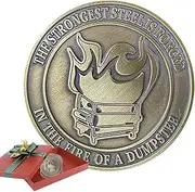 Forged in Dumpster Fire Coin, Hilarious Challenging HumorCoin, Funny Workplace Decoration, Dumpster FireCoin Ornament for Rewards, Pranks, Competitions, Graduation