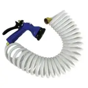 Whitecap 50' White Coiled Hose with Adjustable Nozzle #P-0442