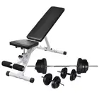 Workout Bench with Barbell and Dumbbell Set 60.5 kg Home Gym Fitness Equip 75347