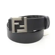 Fendi Ff Logo Belt Clothing Leather Pvc Coated Canvas Men'S Black / Gray